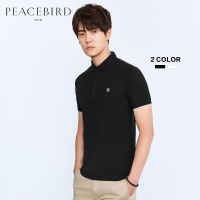 太平鸟男装夏黑白灰男士T恤刺绣港风潮男短袖保罗衫修身POLO恤潮