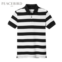太平鸟男装青年条纹休闲字母刺绣POLO衫