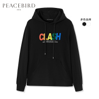 太平鸟男装2019春季新款100%棉字母胶印外套休闲印花卫衣男套头