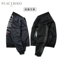 太平鸟男装春季新款黑色个性字母潮流两面穿外套男夹克