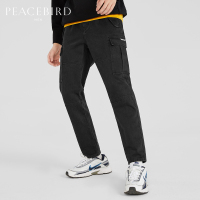 太平鸟男装牛仔裤男黑色长裤2019冬季新款潮休闲刺绣直筒牛仔裤