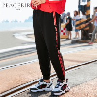 太平鸟男装休闲裤男红边束腿裤韩版修身运动裤青年ins超火的裤子