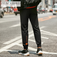 太平鸟男装休闲裤男运动束腿裤裤脚印花长裤男士韩版修身裤子