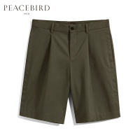 太平鸟男装直筒休闲裤男2019夏季新款军绿色时尚潮流中短裤男