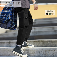 太平鸟男装男士多口袋工装裤潮小脚束腿裤男士长裤ins超火的裤子