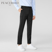 太平鸟男装2019秋季新款直筒休闲西裤韩版黑色条纹时尚长裤潮流