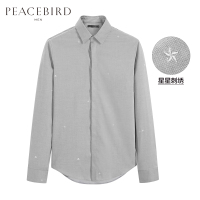 太平鸟男装 刺绣图案衬衫男休闲商务青年男士韩版潮流ins衬衣#