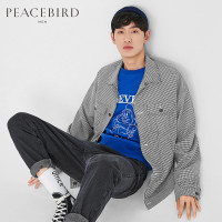 太平鸟男装 千鸟格oversize廓形外套男韩版潮春秋男士工装夹克#