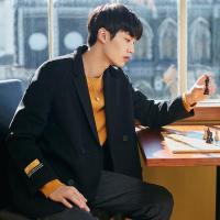 太平鸟男装 短款毛呢大衣男修身羊毛大衣韩版新款商务风衣外套潮#