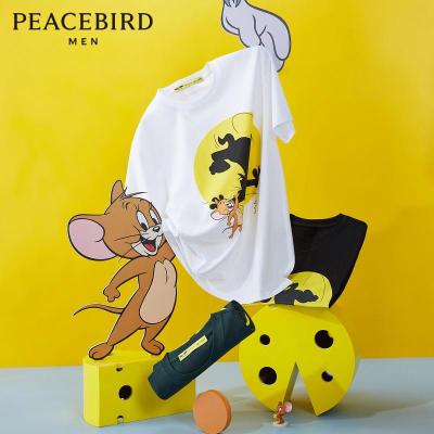 太平鸟男装 猫和老鼠系列男士短袖T恤潮卡通印花打底衫情侣夏装潮