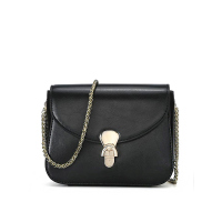 杜罗伦2019新款通勤单肩包女包牛皮精致锁扣链条斜跨小包