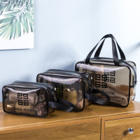 环保PVC透明洗漱包 浴室用品防水收纳袋旅行手提便携大容量化妆包