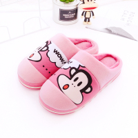 大嘴猴情侣棉拖鞋男女冬季室内家居可爱卡通厚底保暖毛毛拖鞋 PF710