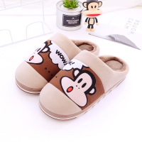 大嘴猴情侣棉拖鞋男女冬季室内家居可爱卡通厚底保暖毛毛拖鞋 PF710