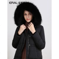ERAL/艾莱依2018冬装新款时尚连帽大毛领羽绒服女外套617104145