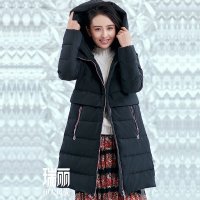 佟丽娅同款2017艾莱依冬季新品极简收腰大衣款羽绒服617104130