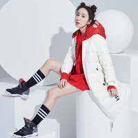 娄艺潇同款2017艾莱依冬季新品拼色休闲印花大衣羽绒服617105185