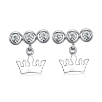 佰色传情brir日韩 淑女风 女生可爱款时尚个性皇冠耳饰S925纯银耳钉BYE402