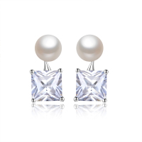 S925银淡水珍珠耳钉高雅