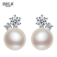 佰色传情(BRIR) S925纯银镶淡水珍珠耳钉女简约银耳饰