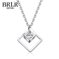 佰色传情(BRIR) 时尚个性几何方形爱情魔方项链s925银锁骨链女