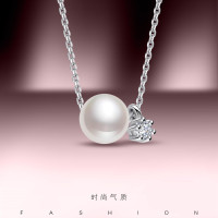 佰色传情(BRIR) 寓意好运项链s925银正圆珍珠吊坠单颗女生百搭锁骨链 BYX228