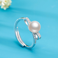 佰色传情(BRIR) S925银戒指镶天然淡水珍珠送女友时尚优雅 BZS120