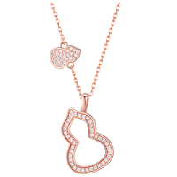 佰色传情s925纯银大小葫芦项链女锁骨链潮网红气质简约配毛衣