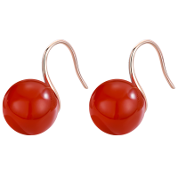 佰色传情纯银红玛瑙耳坠中式复古红色耳环女气质新娘古风新款潮