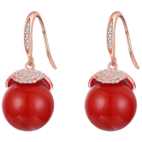 佰色传情纯银高级感耳坠中式复古红色耳环女气质新娘古风新款潮