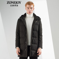 庄爵男装羽绒服男2018冬季中长款连帽羽绒上衣韩版加厚时尚休闲男外套