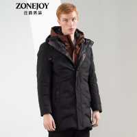 庄爵男装羽绒服男2018冬季中长款连帽男士上衣休闲加厚韩版羽绒外套潮