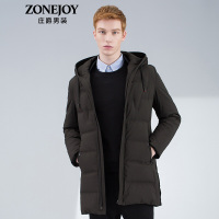 庄爵男装2018冬季羽绒服男中长款连帽休闲加厚保暖羽绒上衣外套