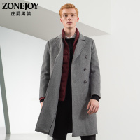 ZONEJOY/庄爵秋冬新款毛呢大衣男中长款外套93381921