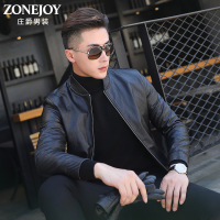 庄爵男装秋男士皮夹克男PU皮机车服青年修身立领潮上衣皮衣男外套