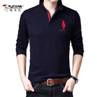 TUCANO/啄木鸟男装中年男士长袖t恤男休闲体恤衫上班族纯色百搭打底衫