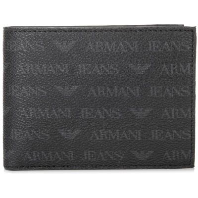 阿玛尼( ARMANI JEANS) 男士黑色PVC短款对折商务钱夹 奢侈品 06V2C J4