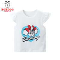 Bobdog/巴布豆 19新款夏季纯棉童装女童儿童短袖T恤911T04069