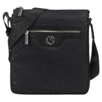 VERSACE JEANS 范思哲 春夏款 男士黑色聚酯纤维波纹薄款斜挎包 E1YTBB36 70893 899