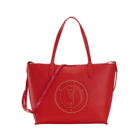 VERSACE JEANS范思哲 轻奢品女士红色铆钉装饰聚酯纤维单肩购物袋 E1VRBBQB 70050 500