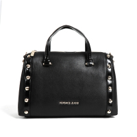 VERSACE JEANS范思哲 奢侈品 女士黑色聚酯纤维铆钉装饰手提包