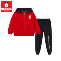 巴布豆/Bobdog 19年秋冬新款男童连帽时尚卫衣套装 931G02153