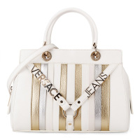 VERSACE JEANS 范思哲 春夏新款 女士白色聚酯纤维拼色手提包E1VTBBL7 70887 003