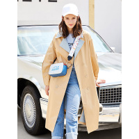 萝娜公主(LUONAGONGZHU)秋季新款韩版时尚两面色宽松显瘦收腰中长款风衣女