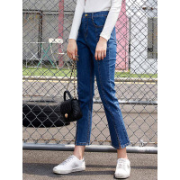 萝娜公主(LUONAGONGZHU)秋季新款韩版高腰显瘦长裤喇叭牛仔裤女