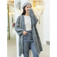 萝娜公主(LUONAGONGZHU)秋冬季新款加厚宽松中长款彩色针织开衫毛衣女