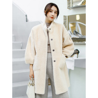 2018冬季纯色优雅通勤百搭气质款落肩水貂绒宽松显瘦中长款保暖女式大衣
