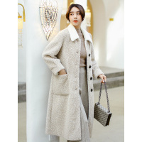 萝娜公主(LUONAGONGZHU)2018冬季优雅百搭气质款落肩仿水貂绒宽松显瘦纯色中长款保暖女式大衣