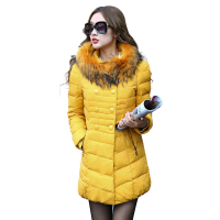 大羽中长款貉子大毛领羽绒服女修身加厚连帽欧美女装冬装外套9315