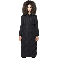 大羽羽绒服女长款过膝加长修身貉子大毛领加厚羽绒衣大码9741